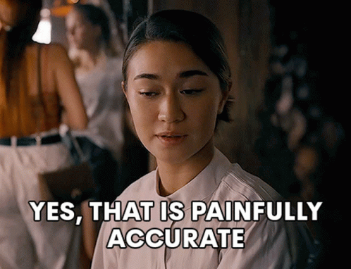 A Woman Says Yes That Is Painfully Accurate In Front Of A Crowd Of People GIF
