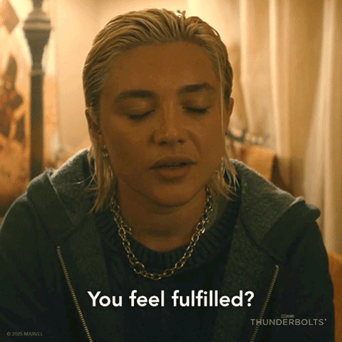 A Woman Says You Feel Fulfilled While Wearing A Black Jacket GIF