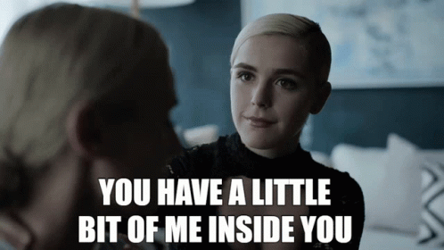 A Woman Says " You Have A Little Bit Of Me Inside You " While Looking At Another Woman GIF