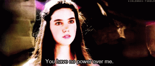 A Woman Says " You Have No Power Over Me " In A Dark Room GIF