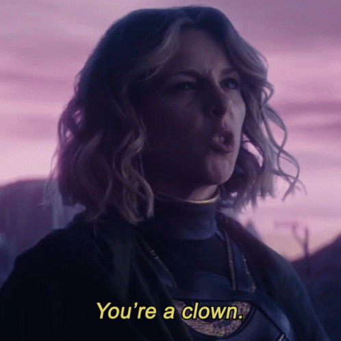 A Woman Says " You 'Re A Clown " While Making A Face GIF
