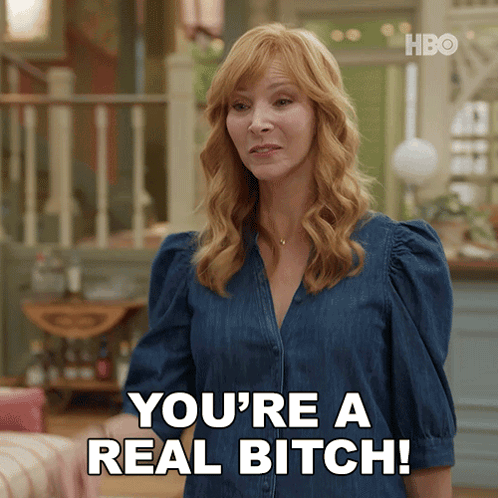 A Woman Says " You 'Re A Real Bitch " In Front Of A Hbo Logo GIF