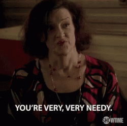 A Woman Says You 'Re Very Very Needy While Sitting On A Couch GIF