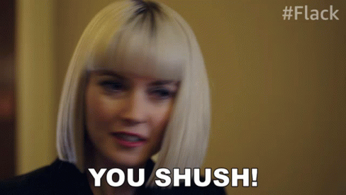 A Woman Says " You Shush " In A Blurry Photo GIF
