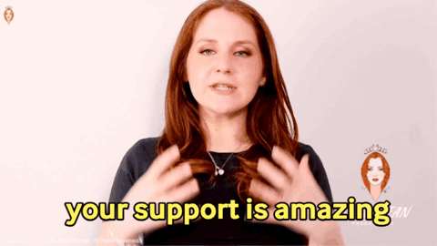 A Woman Says " Your Support Is Amazing " While Holding Her Hair GIF
