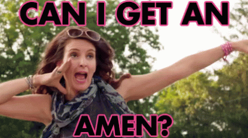 A Woman Screaming With The Words Can I Get An Amen GIF