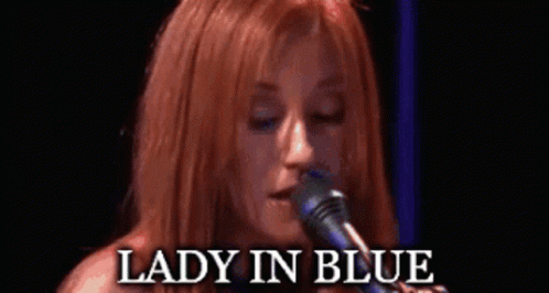 Woman Singing Into Microphone Lady In Blue GIF