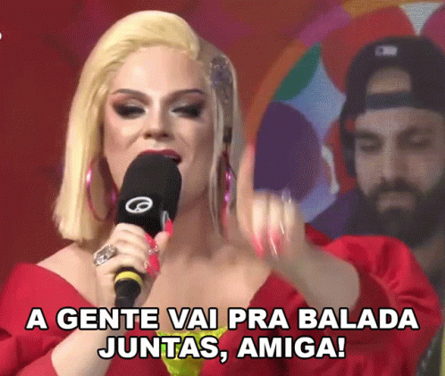 Woman Singing Into Microphone With Gente Vai Pra Balada Juntas Amiga GIF
