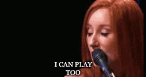 Woman Singing Into Microphone I Can Play Too GIF