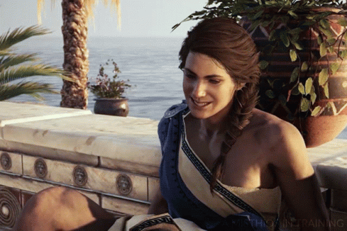 A Woman Sits On A Ledge Overlooking The Ocean With The Words Breathing In Training On The Bottom Right GIF