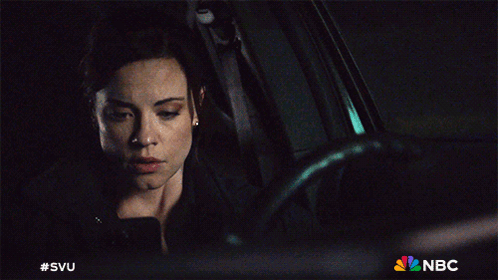 A Woman Sitting In A Car With The Nbc Logo On The Bottom Right GIF