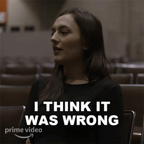 a woman sitting in an auditorium with the words " i think it was wrong "