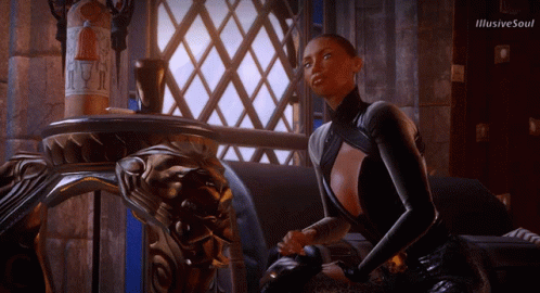 A Woman Sitting In Front Of A Window With Illusive Soul Written In The Corner GIF