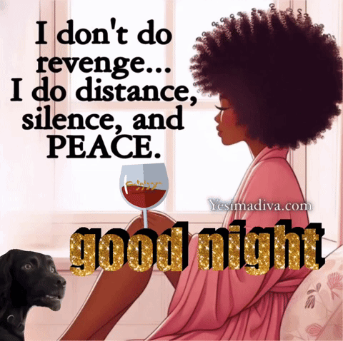 a woman sitting on a couch with a glass of wine and a quote that says good night