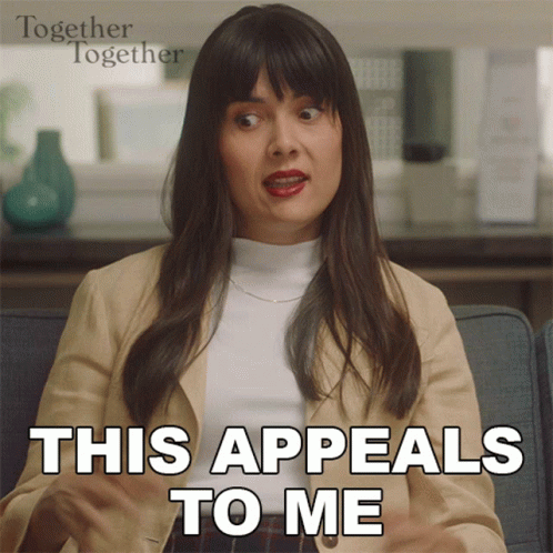 Woman Sitting On Couch Saying This Appeals To Me GIF