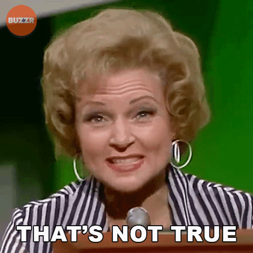 A Woman Speaking Into A Microphone With The Words That 'S Not True Behind Her GIF