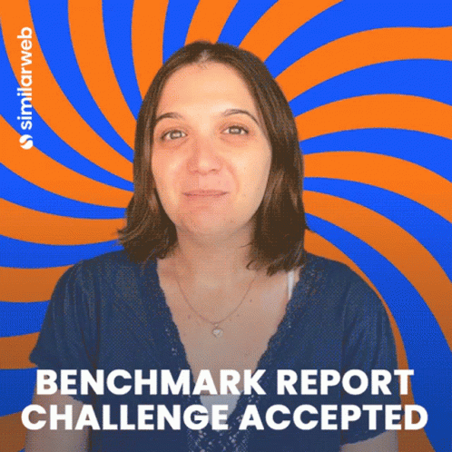 Woman In Front Of Blue Orange Swirl With Challenge Text GIF