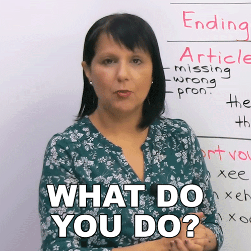 A Woman Stands In Front Of A White Board That Says Ending Article GIF