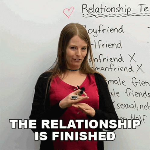 A Woman Stands In Front Of A White Board That Says Relationship Te GIF