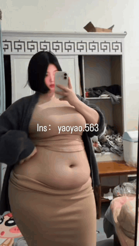 Woman Taking Selfie In Mirror With Hashtag Yaoyao GIF