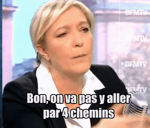 A Woman Talking Into A Microphone With The Words Bon On Va Pas Y Aller Par 4 Chemins GIF