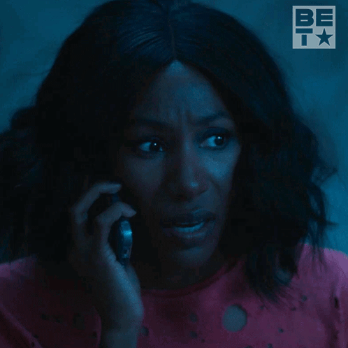 A Woman Talking On A Cell Phone With The Words Hello On The Bottom GIF