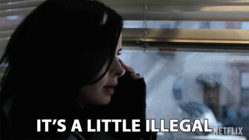 A Woman Talking On A Cell Phone With The Words It 'S A Little Illegal Netflix GIF