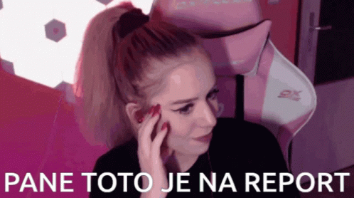 A Woman Talking On A Cell Phone With The Words Pane Toto Je Na Report Written On The Bottom GIF