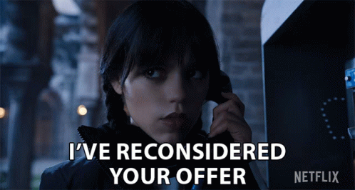 Woman Talking On Pay Phone Reconsidered Offer GIF