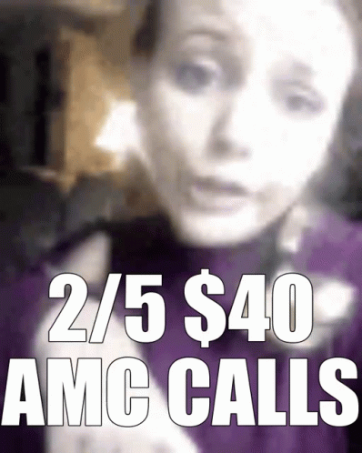 A Woman Talking On A Phone With The Words " 2/5 $ 40 Amc Calls " Above Her GIF