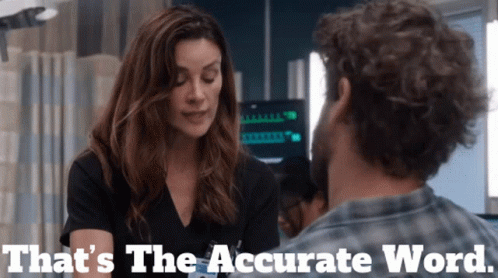 Woman Talking To Man With Accurate Word Text GIF