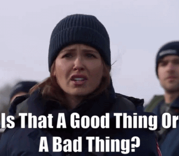 A Woman Wearing A Beanie Is Asking Is That A Good Thing Or A Bad Thing GIF