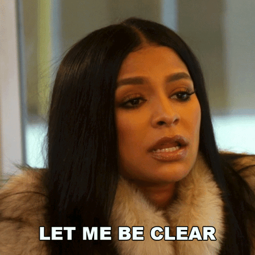 A Woman Wearing A Fur Coat Says " Let Me Be Clear " GIF