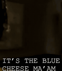 A Woman Wearing A Hat Says It 'S The Blue Cheese Ma Am GIF