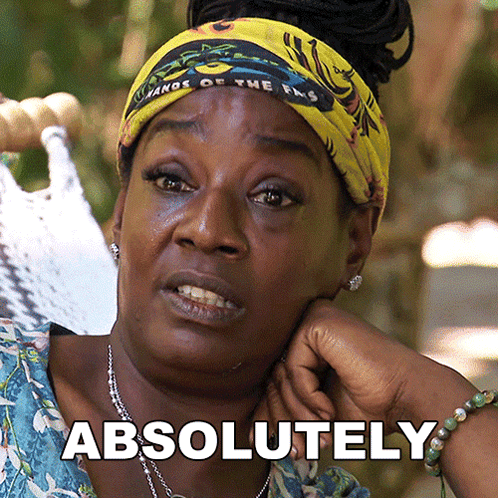 A Woman Wearing A Headband That Says Hands Of The Flag Says Absolutely GIF