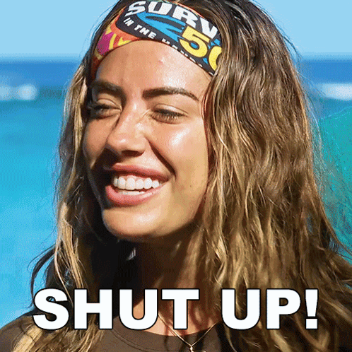 A Woman Wearing A Headband That Says Survivor 50 GIF