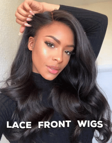 A Woman Wearing A Lace Front Wig Is Shown GIF