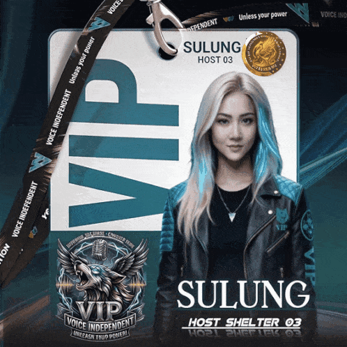 A Woman Wearing A Lanyard That Says Sulung On It GIF