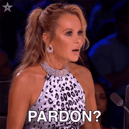A Woman Wearing A Leopard Print Dress Says Pardon GIF