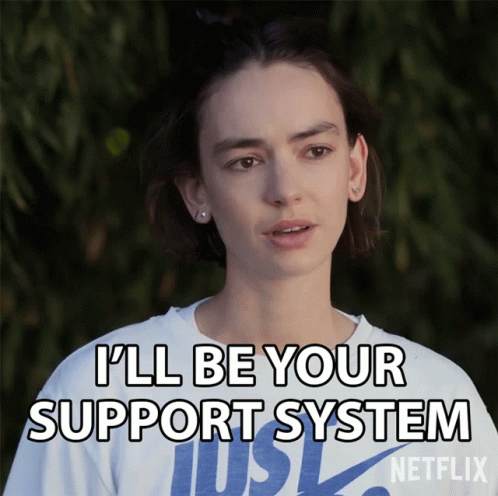 A Woman Wearing A Nike Shirt Says I 'Ll Be Your Support System Netflix GIF