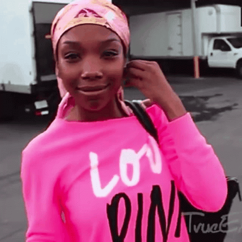 Woman Smiling In Pink Love Shirt GIF