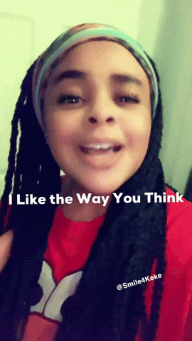 A Woman Wearing A Red Shirt With The Words I Like The Way You Think GIF