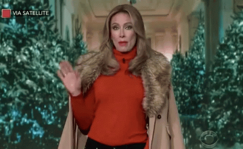 A Woman Wearing A Red Sweater And A Fur Coat Says " Vazia Queridinho " GIF