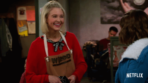 Woman In Red Sweater And Apron Wired GIF