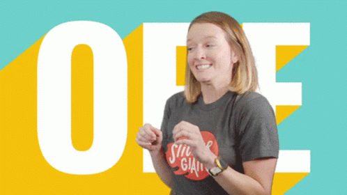 A Woman Wearing A Shirt That Says Sticker Giant On It GIF