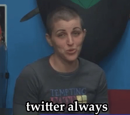 A Woman Wearing A Shirt That Says Twitter Always On It GIF