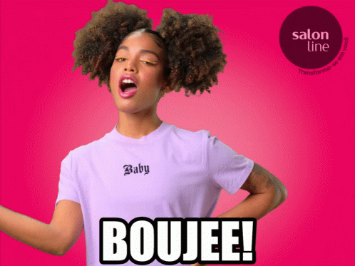 A Woman Wearing A T-Shirt That Says Baby Boujee On It GIF