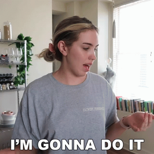 A Woman Wearing A T-Shirt That Says Wholesome Says I 'M Gonna Do It GIF