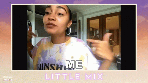 A Woman Wearing A Tie Dye Shirt That Says Sunshine Me Little Mix GIF