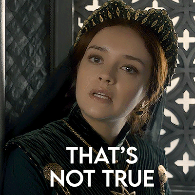 A Woman Wearing A Veil And A Crown With The Words That 'S Not True Above Her GIF